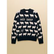 Intarsia Knitted Tres Sheep Relaxed Fit Jumper with Crew Neck