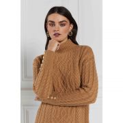Windsor Cable Mini Dress - Dark Camel