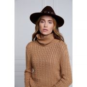 Iridescent Feather Band Trilby Hat - Chocolate