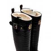 Sherpa Lined Regency Wellington - Black Croc