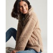 Tilly Zip Front Woven Trim Fleece With Hem Detail
