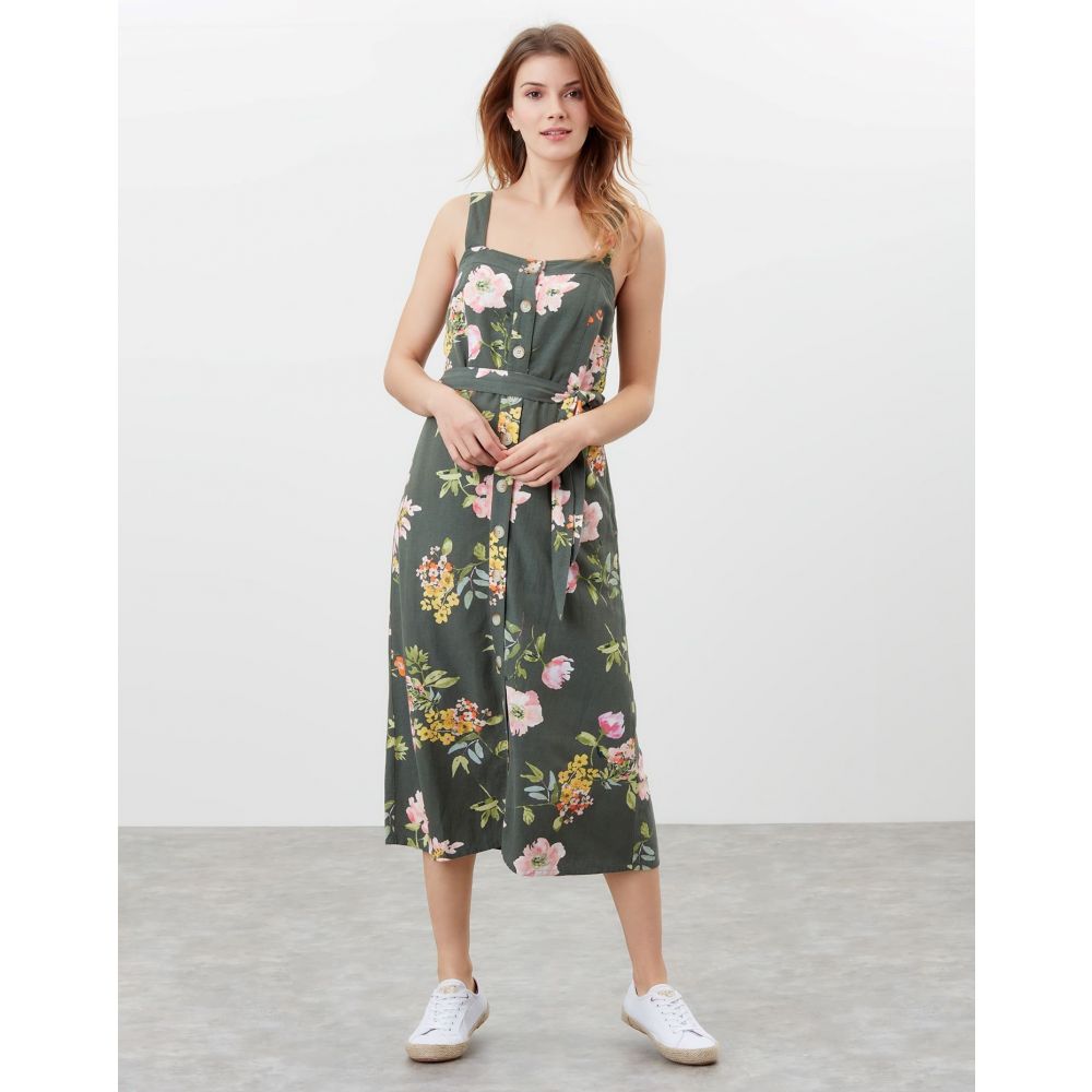 Kimia Button Through Strappy Dress With Waist Tie