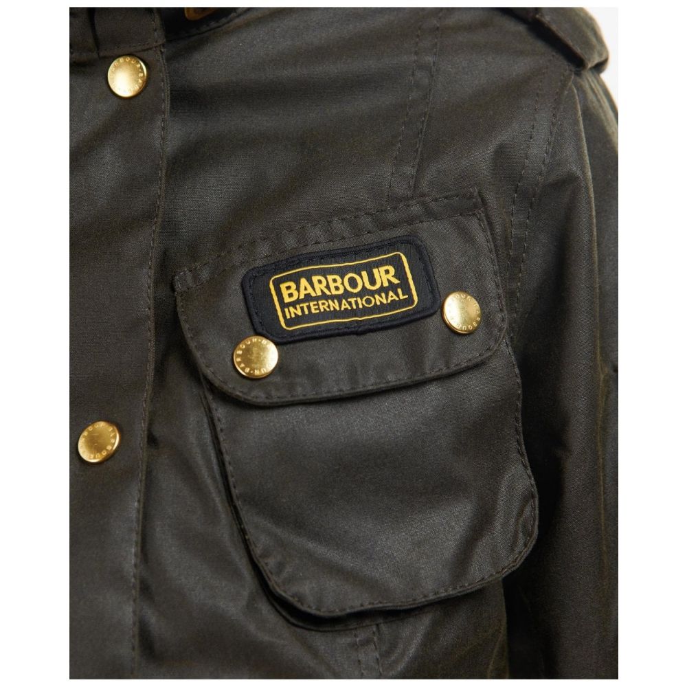 Ladies barbour international wax jacket deals
